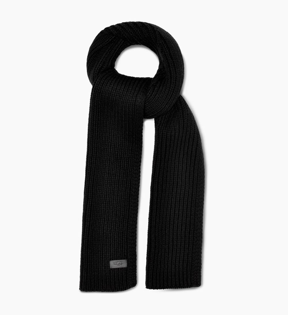 Ugg Ribbed Knit Stripe - Mens Scarfs - Black - NZ (1967FRODP)